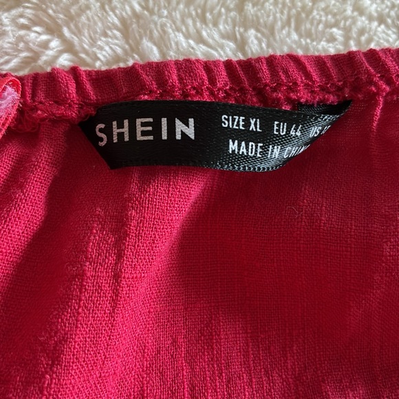 SHEIN 100% Cotton Red Wrap Backless Dress XL - Picture 14 of 14